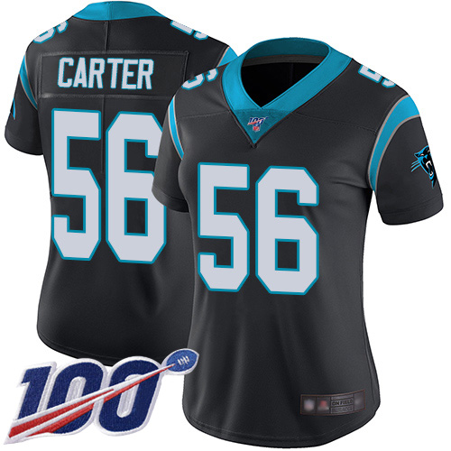 Carolina Panthers Limited Black Women Jermaine Carter Home Jersey NFL Football 56 100th Season Vapor Untouchable